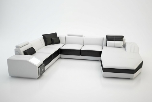 Living landscape corner sofa design sofa with USB upholstered seating corner U shape white PHM110