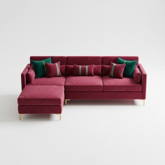 Corner Sofa L-form Relax Velvet Solid Wood Seat Design Couch Lounge New