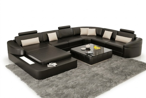 Corner sofa upholstered designer leather sofa big sofa Kelcher.