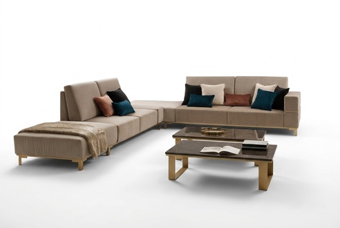 Lounge Couch Upholstery Textile Fabric Leather Seat Set Corner Sofa L-Shape