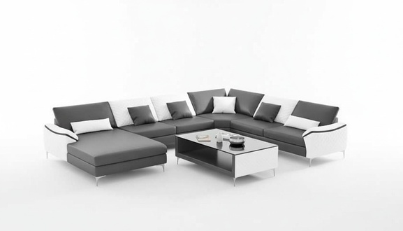 Living landscape couches leather sofa corner sofa U-shape black large sofa new