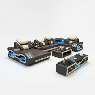 Leather living area corner sofa designer sofa leather sofa couch - USB - SOUND BOXES