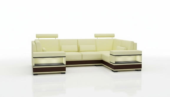 Corner sofa living landscape U-shaped sofa with lighting leather sofa corner sofa NEW