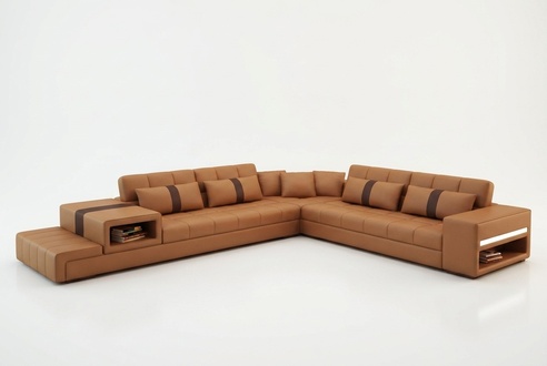 Leather sectional sofa + USB upholstered set corner sofa designer sofas Peterson