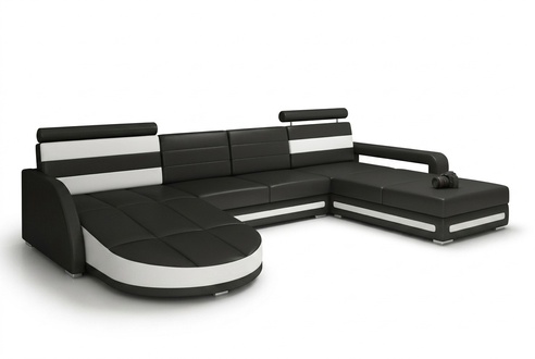 LIVING ROOM LANDSCAPE LEATHER SOFA XXL CORNER SOFA COUCH SET DESIGN CORNER COUCH Brown-Beige
