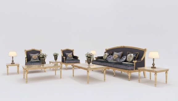 Living area sofa couch 6-piece set 3 2 1 seater coffee table 2x side table