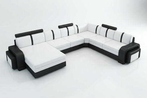 Corner sofa corner couch NEW living landscape sofa upholstery leather sofa - WIDE ACTIVE -