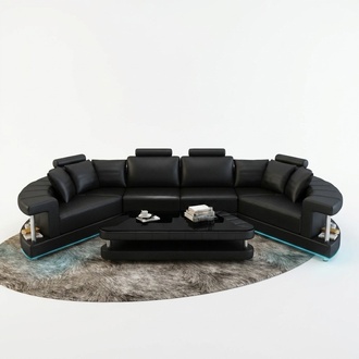 Trapezoidal Living Area Round Corner Sofa Sofa Round Couch Upholstered U Shape + USB