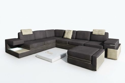 XXL corner sofa with USB upholstery, seating set, sofas, couches, textile