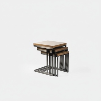Living room 3x side table luxury wooden table stainless steel design furniture furnishings