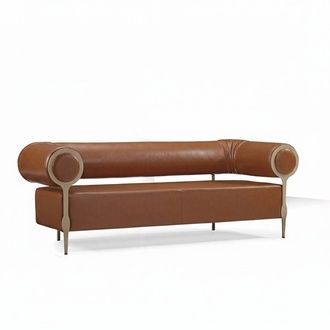 Living room 3-seater sofa, three-piece sofa, upholstered furniture, brown leather, modern