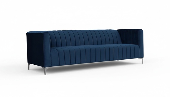 Living Room Blue Three-Seater Fabric Design Couches Upholstered Sofa Sofas Blue Furniture