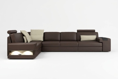 Living Room Brown Furniture Textile Sofas Corner Sofa L Shape Couch Upholstery Sofa Bed