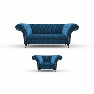 Living room Chesterfield blue sofa set fabric furniture upholstered couches