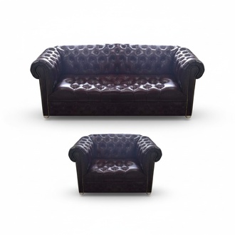 Living Room Chesterfield Brown Sofa Three Seater Couch Luxury Armchair New