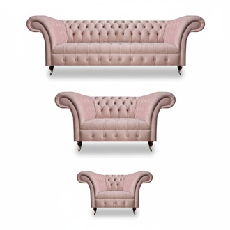 Living room Chesterfield furniture pink 3-seater designer loveseat chair