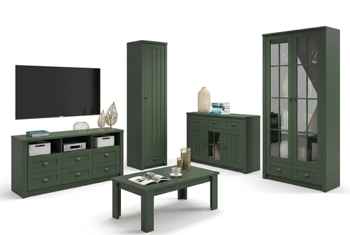 Living Room Complete Set Country House Furniture Set 5 Piece Living Wall Wood Commode Table