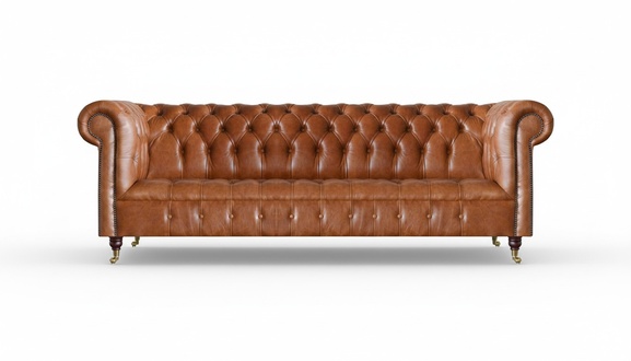 Living room four-seater Chesterfield designer couches luxury leather sofas