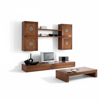 Living Room Furniture Set Designer Living Room Brown Sideboard Wall Unit New