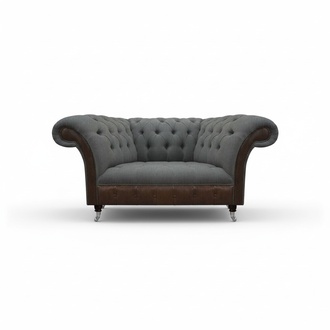 Living Room Gray-Brown Chesterfield 2-Seater Textile Couch Luxury Furniture