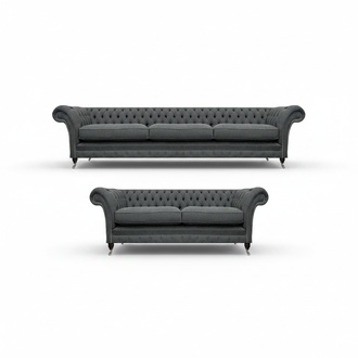 Living Room Gray Complete Sofas Luxury Chesterfield Sofa Set Textile Furniture