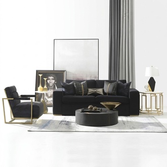 Living Room Italian Furniture Seat Set 3 + 1 Seater + Couch Table Set 3pcs