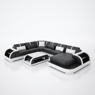 Living Room Leather XXL Couch Sofa Landscape Modern Designer Upholstery Corner Cushion