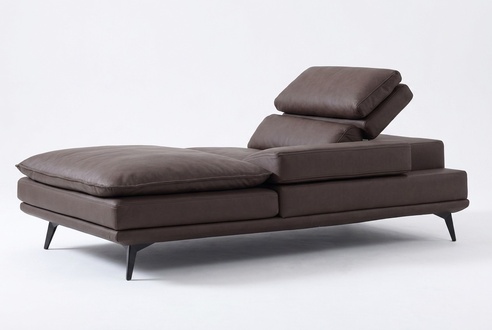 Living Room Lounge Furniture Modern Design Sofa Leather Brown Chaise Longue