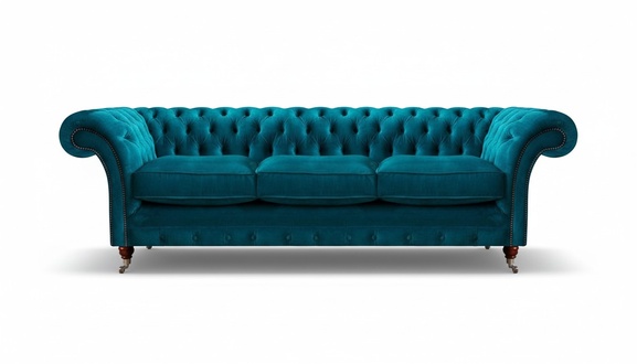 Living Room Luxury Three-Seater Sofa Chesterfield Fabric Upholstered Sofa