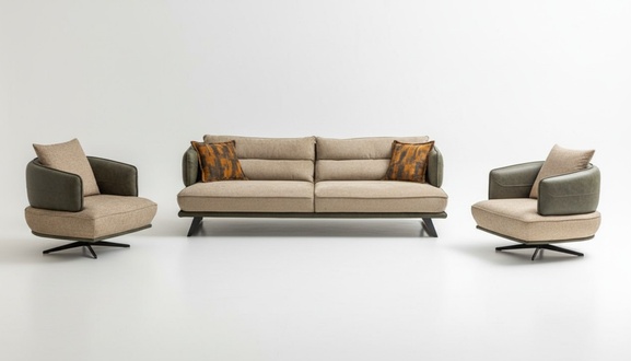 Living room modern sofa set designer couch set upholstery 3-seater 2x armchairs