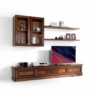 Living Room Modern Style Living Walls 5pc Set Lowboard Showcases Shelf New
