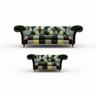 Living Room Multicolored Sofa Complete 2x Sofas New Modern Furniture Chesterfield