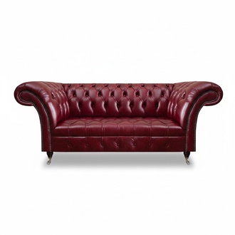 Living room red leather Chesterfield two-seater upholstered couches elegant furniture