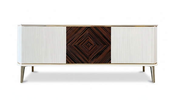 Living room RTV lowboard TV stand wood white modern wall unit television