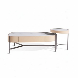 Living room set 2x coffee table coffee table beige modern luxury stainless steel