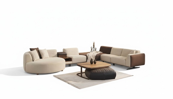 Living room set corner sofa U-shape sofa couch luxury coffee table modern pouf