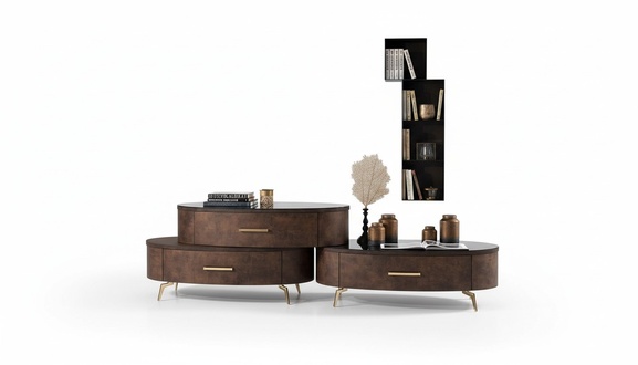 Living room set design 2x chest of drawers wall shelf living wall shelf cupboards 4 pieces.