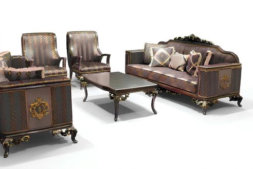 Living Room Set Sofa Set Natural Colours Design Upholstered Furniture Coffee Table