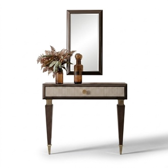 Living room set with console table and mirror – stylish & functional.