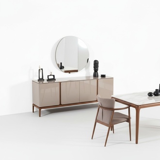 Living Room Sideboard with Mirror Set Dining Wood Modern Style