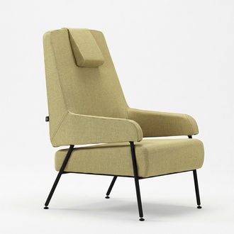 Living room single seat in beige design leather upholstery modern style