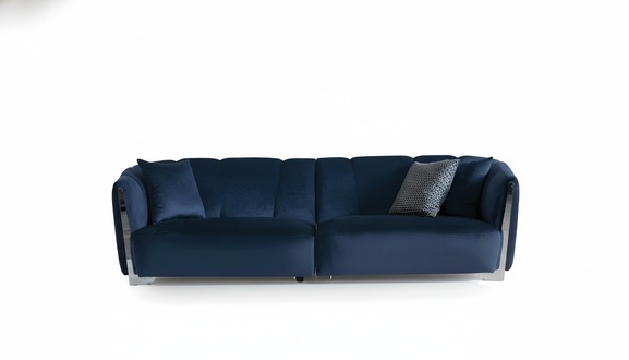 Living Room Sofa Couch Designer Textile Seat Upholstery Design Blue