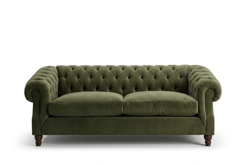 Living Room Modern Sofa 3-seater Green Textile Upholstered Padded Couch New