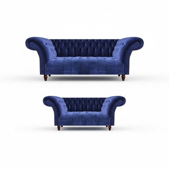 Living room sofa set 2-piece modern seating group 2x sofas Chesterfield