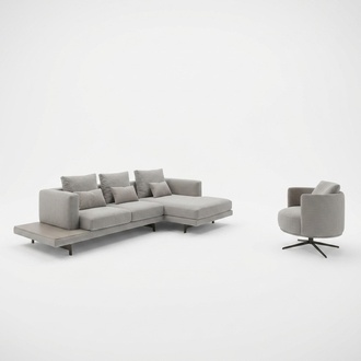 Living room sofa set corner sofa L-shape new armchair luxury wooden coffee table