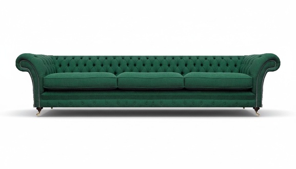 Living room sofa three-seater couch textile fabric decor luxury Chesterfield