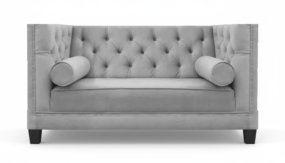 Living room sofa two seater couch luxury chesterfield textile upholstered seat