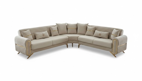 Living room sofa upholstered sofa corner sofa L-shaped fabric sofa beige couch corner