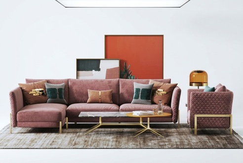 Living area corner sofa L shape armchair set set modern sofa textile Couch2