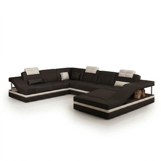 Living landscape corner sofa leather sofa couch padded seat corner suite new 2723
